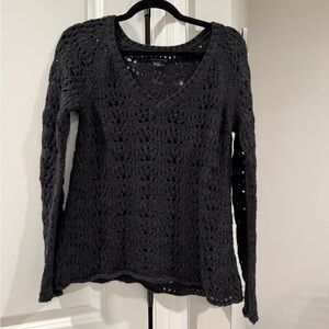 American Eagle Outfitters Gray Open Knit Sweater